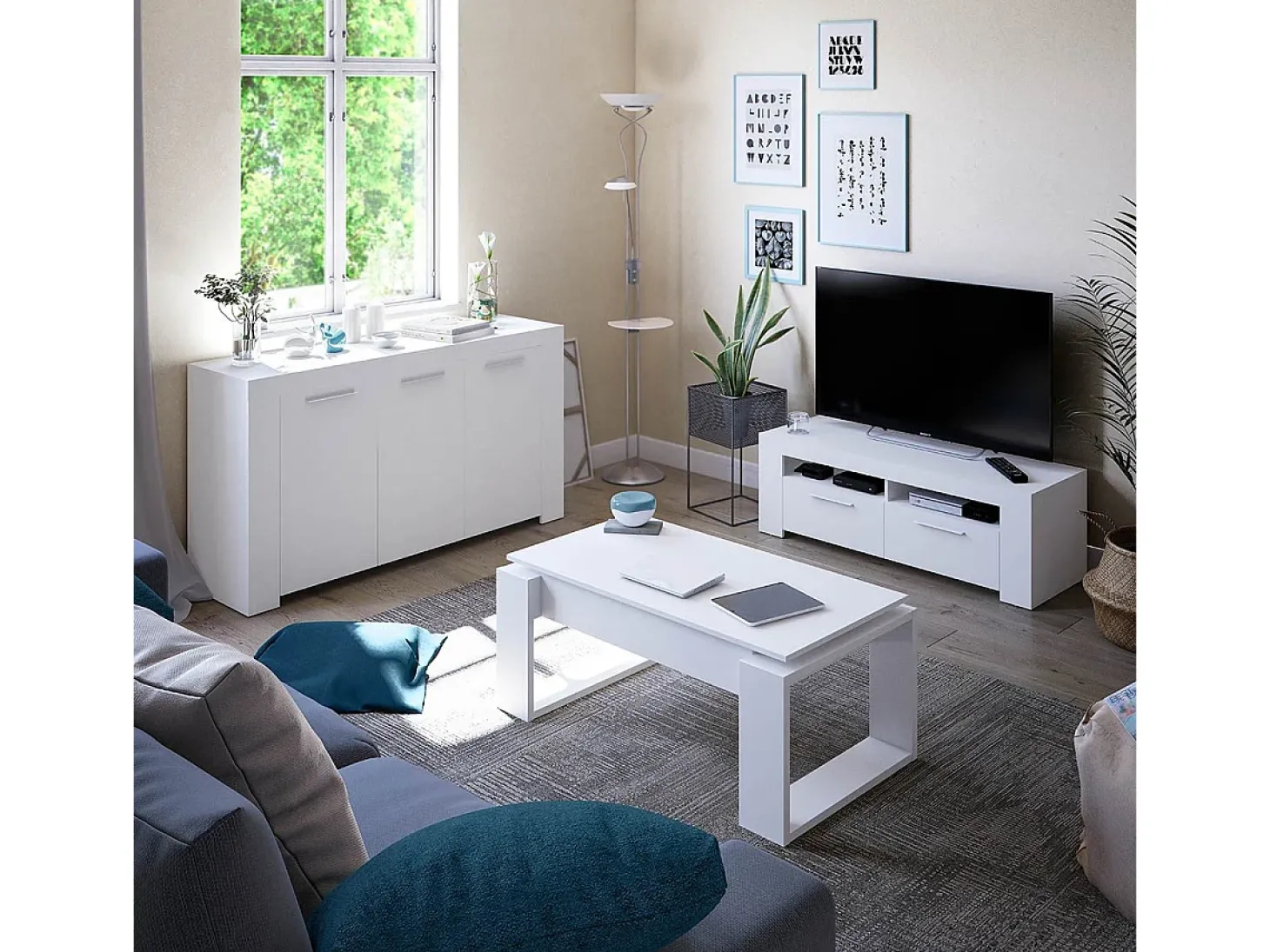 Mesa de centro de design com tampo elevatório L102 cm - Ciara, ideal para espaços pequenos
