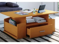 Mesa de centro de madeira VCM com espaço de armazenamento suficiente | Dimensões aprox. A. 44 x L. 110 x P. 52 cm | Mesa de estar com gaveta - Junata (faia)