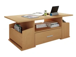 Mesa de centro de madeira VCM com espaço de armazenamento suficiente | Dimensões aprox. A. 44 x L. 110 x P. 52 cm | Mesa de estar com gaveta - Junata (faia)