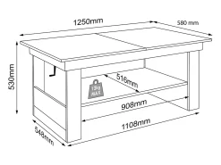 Mesa de centro de madeira VCM simples | Dimensões aprox. A. 52 x L. 115 x P. 58 cm | Mesa sala de estar - Kobila altura ajustável extensível (carvalho mel)