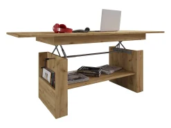 Mesa de centro de madeira VCM simples | Dimensões aprox. A. 52 x L. 115 x P. 58 cm | Mesa sala de estar - Kobila altura ajustável extensível (carvalho mel)