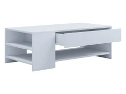 Mesa de centro de madeira VCM simples | Dimensões aprox. A. 35 x L. 100 x P. 50 cm | Mesa de estar com gaveta - Tindus (Branco / Branco)