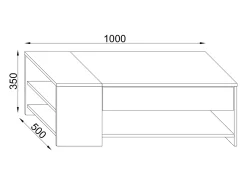 Mesa de centro de madeira VCM simples | Dimensões aprox. A. 35 x L. 100 x P. 50 cm | Mesa de estar com gaveta - Tindus (Branco / Preto)