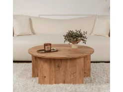 Mesa de centro de madeira "Moira" 90 x 90 x 41 cm - Pinho Atlântico