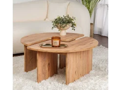 Mesa de centro de madeira "Moira" 90 x 90 x 41 cm - Pinho Atlântico