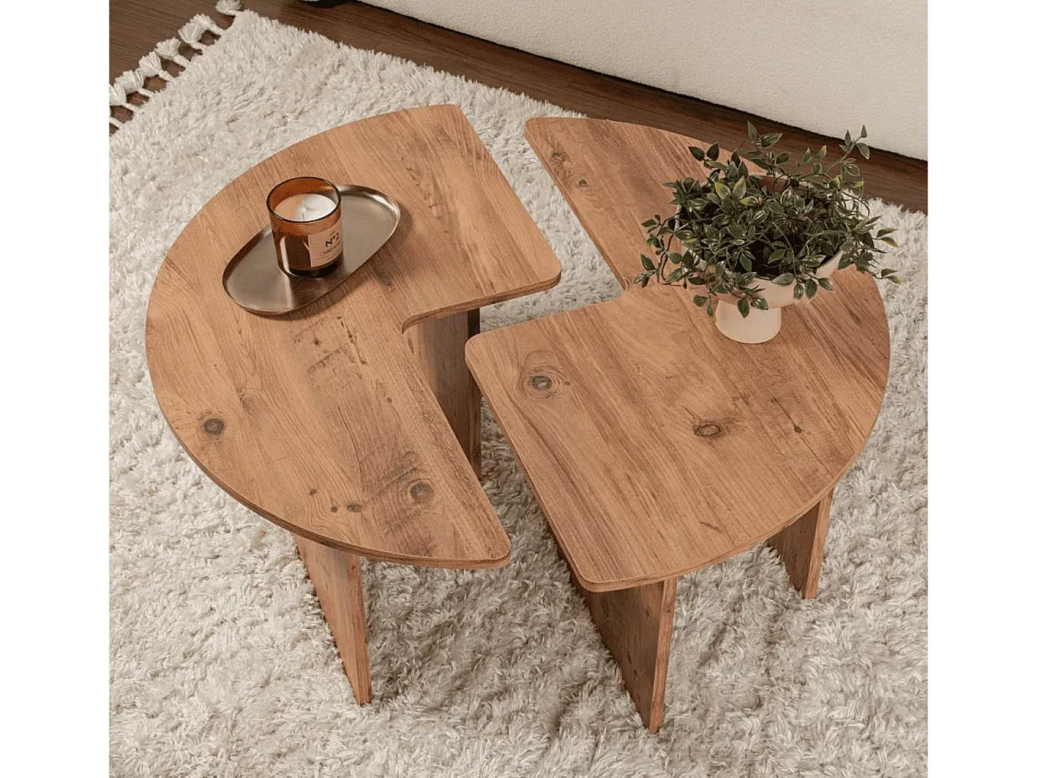 Mesa de centro de madeira "Moira" 90 x 90 x 41 cm - Pinho Atlântico