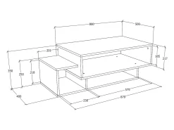Mesa de centro de madeira VCM | Mesa de sofá com espaço de armazenamento suficiente | Dimensões aprox. A. 35 x L. 88 x P. 50 cm | Mesa de estar - Runila (Branco)