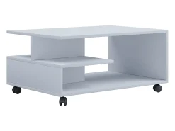 Mesa de centro de madeira VCM simples | Rodízios Sofáticos | Dimensões aprox. A. 41 x L. 80 x P. 50 cm | Mesa de centro dobrável - Stango L (Branco)