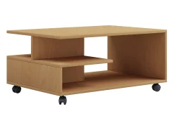 Mesa de centro de madeira VCM simples | Rodízios Sofáticos | Dimensões aprox. A. 41 x L. 80 x P. 50 cm | Mesa de centro dobrável - Stango L (Beech)