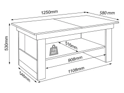 Mesa de centro de madeira VCM simples | Dimensões aprox. A. 52 x L. 115 x P. 58 cm | Mesa para sala de estar - Kobila (Branco)