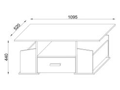 Mesa de centro de madeira VCM com espaço de armazenamento suficiente | Dimensões aprox. A. 44 x L. 110 x P. 52 cm | Mesa de estar com gaveta - Junata (Branco)