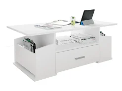 Mesa de centro de madeira VCM com espaço de armazenamento suficiente | Dimensões aprox. A. 44 x L. 110 x P. 52 cm | Mesa de estar com gaveta - Junata (Branco)