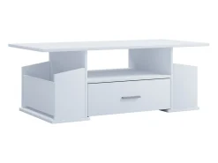 Mesa de centro de madeira VCM com espaço de armazenamento suficiente | Dimensões aprox. A. 44 x L. 110 x P. 52 cm | Mesa de estar com gaveta - Junata (Branco)