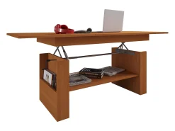 Mesa de centro de madeira VCM simples | Dimensões aprox. A. 52 x L. 115 x P. 58 cm | Mesa para sala de estar - Kobila ajustável em altura extensível (faia)