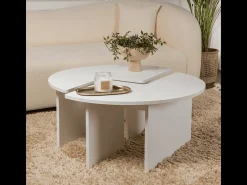 Mesa de centro de madeira "Moira" 90 x 90 x 41 cm - Branco natural
