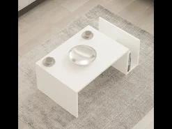 Mesa de centro de madeira "Memo" - 50 x 86 x 32 cm - Branco