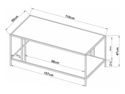 Mesa de centro de metal 47 x 110 x 55 cm branca 03_0008454
