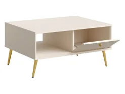 Mesa de centro design AZURÉA – 1 nicho + 1 porta basculante – Cor areia