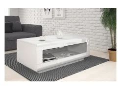 Mesa de centro design coleção BREDA na cor branca brilhante. Móvel ideal para sua sala de estar.
