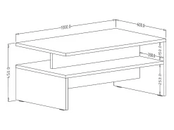 Mesa de centro design coleção RAMOS na cor cinza com efeito de concreto e preto.