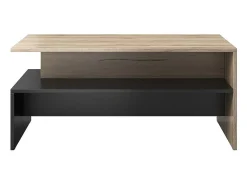 Mesa de centro design coleção RAMOS cor carvalho e preto.