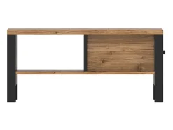 Mesa de centro design coleção DARWIN com uma gaveta e um nicho. Cor abeto e preto.