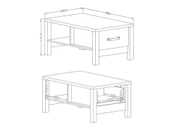 Mesa de centro design coleção DARWIN com uma gaveta e um nicho. Cor abeto e preto.