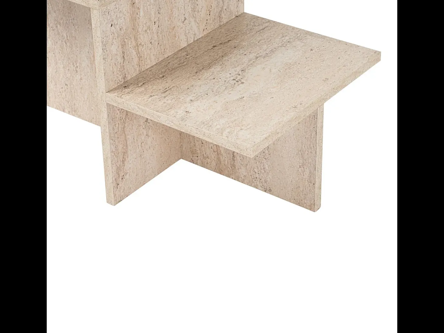 Mesa de centro design escandinavo Harmony 80x40x40 cm bege com efeito mármore travertino, aglomerado, sem arrumação