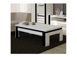 Mesa de centro design LINA branca e preta brilhante. Móvel ideal para a sua sala de estar.