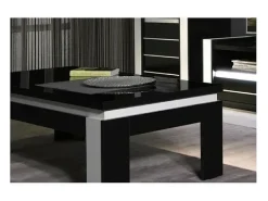 Mesa de centro design LINA nas cores preto e branco brilhante.