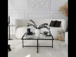 Mesa de centro design preta em vidro LIMP com tampo transparente