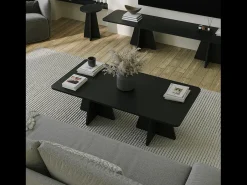 Mesa de centro design preta SHAMP moderna e elegante com arrumação