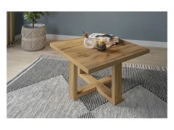 Mesa de centro design quadrada da coleção COXI na cor carvalho.