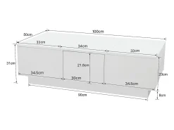 Mesa de centro deslizante com 2 gavetas - 100 C x 50 L x 31 A cm - efeito alto brilho - Aglomerado - Branco