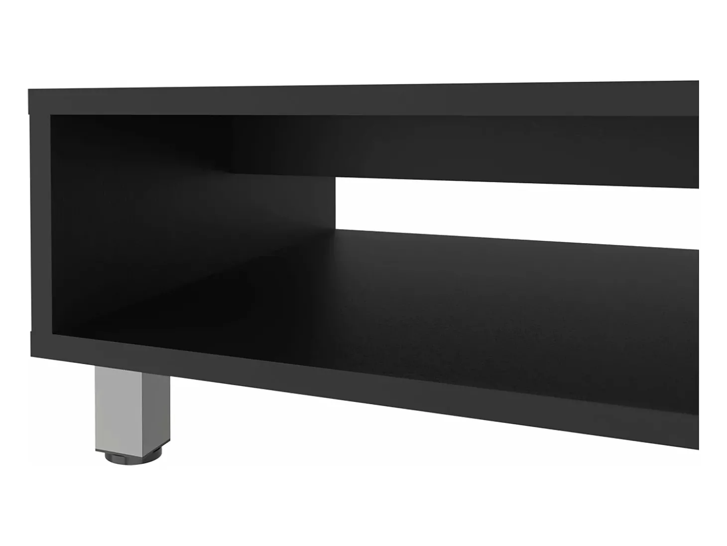 Mesa de centro Eclipse em melamina com prateleiras inferiores e 4 pés , preto , 26.9 cm X 60 cm X 60 cm