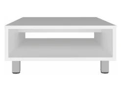 Mesa de centro Eclipse em melamina com prateleiras inferiores e 4 pés, branca, 26.9 cm X 60 cm X 60 cm