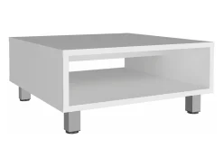 Mesa de centro Eclipse em melamina com prateleiras inferiores e 4 pés, branca, 26.9 cm X 60 cm X 60 cm