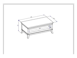 Mesa de centro elegante retangular coleção PALACE Cores cinza e carvalho escuro