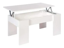 Mesa de Centro Elevatoria Elise, Branco e Cimento 90x50cm