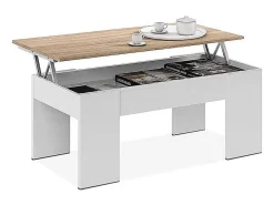 Mesa de Centro Elevatoria Elise, Branco e Cimento 90x50cm