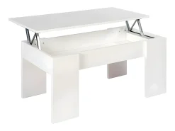 Mesa de Centro Elevatoria Elise, Branco e Carvalho 90x50cm