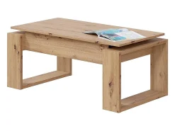 Mesa de centro elevatória Nova, carvalho Nodi, branco Artik, estilo nórdico