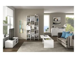 Mesa de centro elevatória branca brilhante 50x100x43 cm sala de estar sala de jantar
