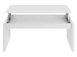Mesa de centro elevatória branca brilhante 50x100x43 cm sala de estar sala de jantar
