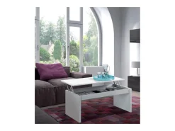 Mesa de centro elevatória branca brilhante 50x100x43 cm sala de estar sala de jantar