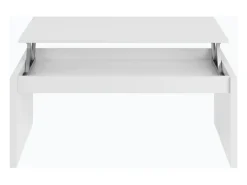 Mesa de centro elevatória branca brilhante 50x100x43 cm sala de estar sala de jantar