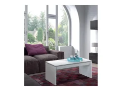 Mesa de centro elevatória branca brilhante 50x100x43 cm sala de estar sala de jantar