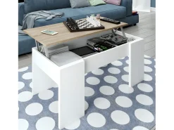 Mesa de centro elevatória carvalho canadense Artik branco 43x102x50cm
