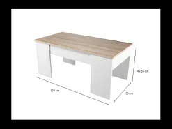 Mesa de centro elevatória carvalho canadense Artik branco 43x102x50cm