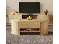 Mesa de centro elevatória - 110 x 55,5 x 40 cm - com prateleira extensível + tampo elevatório - MDF - natural